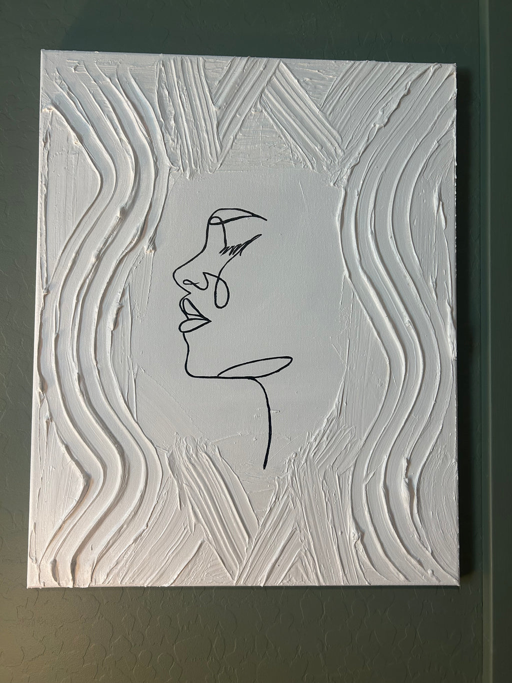 Side Profile - Textured Canvas with fine line 16x20