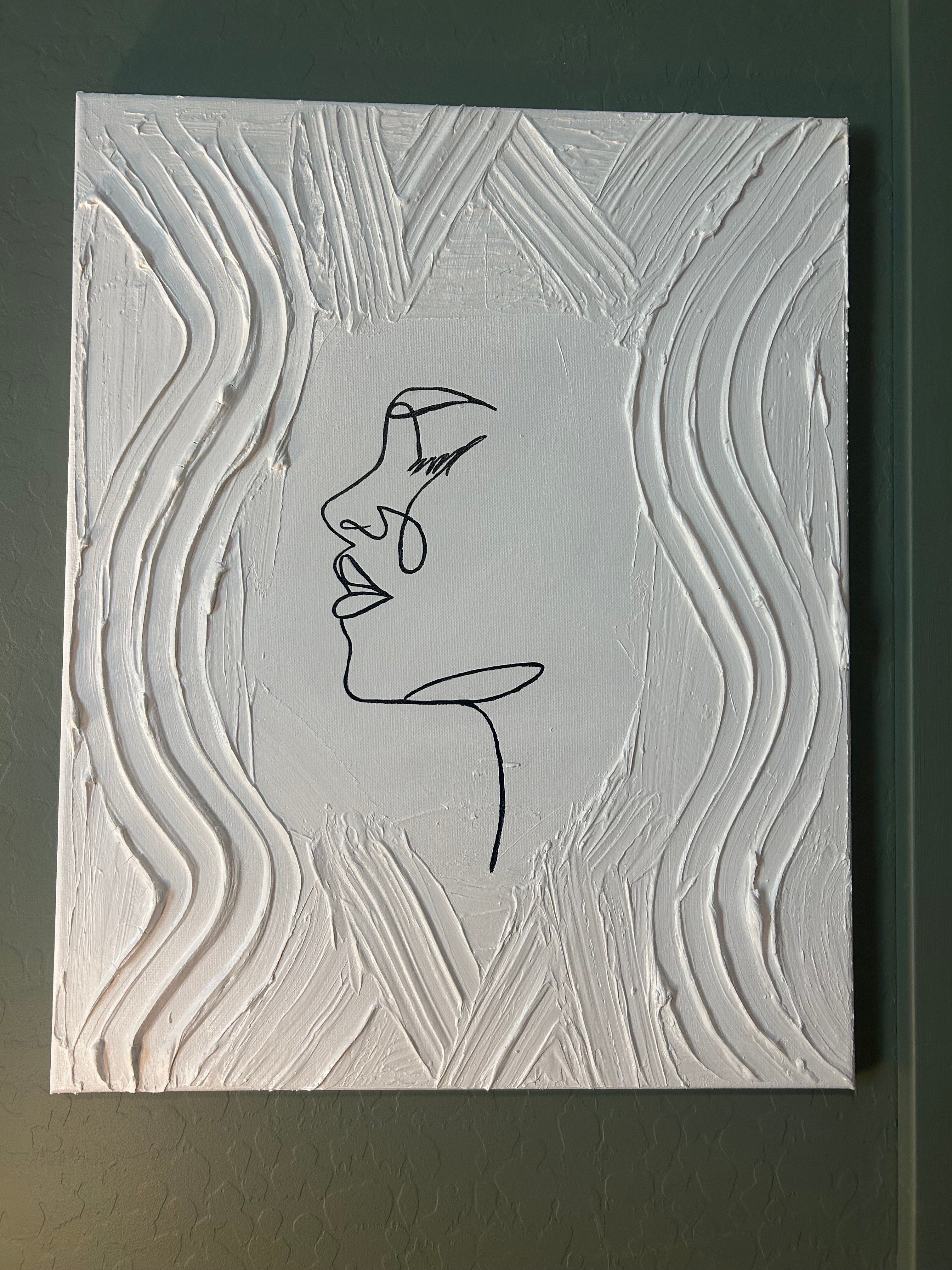 Side Profile - Textured Canvas with fine line 16x20