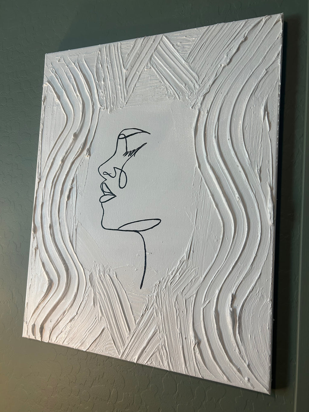 Side Profile - Textured Canvas with fine line 16x20