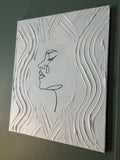 Side Profile - Textured Canvas with fine line 16x20